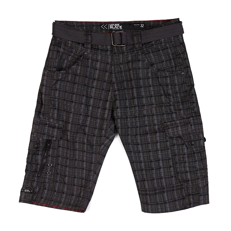 Dark Black Men's Belted Cargo Shorts