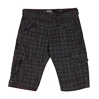 Dark Black Men's Belted Cargo Shorts
