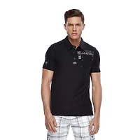 Polo manches courtes à l'imprimé graphique Dark Black pour hommes