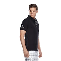 Polo manches courtes à l'imprimé graphique Dark Black pour hommes