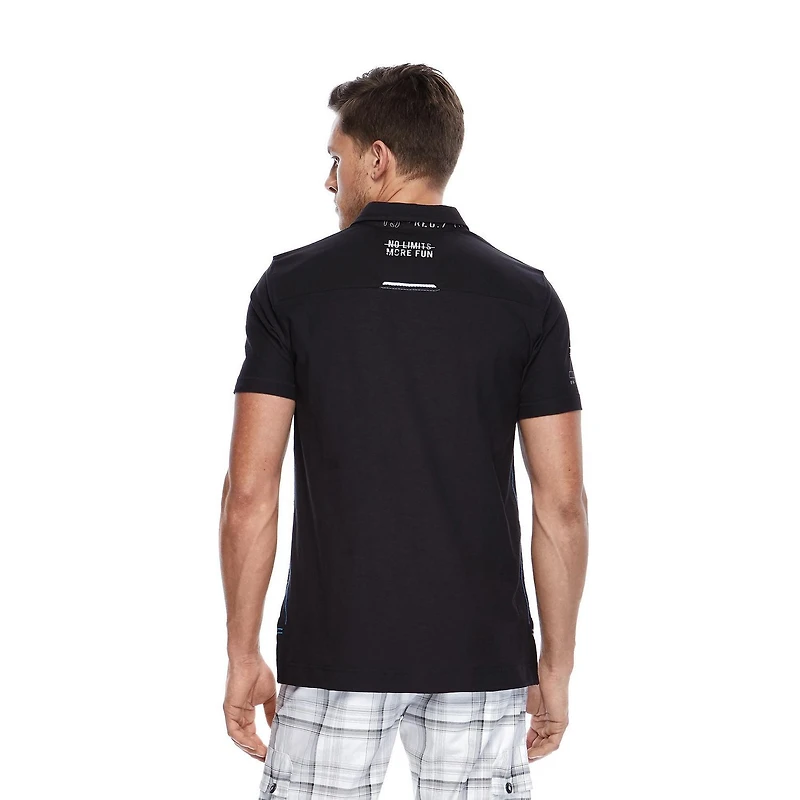 Polo manches courtes à l'imprimé graphique Dark Black pour hommes