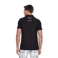 Polo manches courtes à l'imprimé graphique Dark Black pour hommes