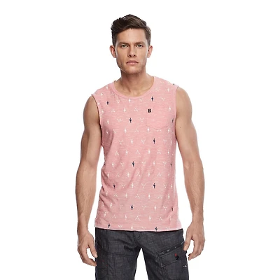 Dark Black Men's Graphic Print Muscle Tank Top