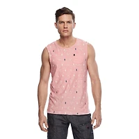 Dark Black Men's Graphic Print Muscle Tank Top