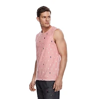 Dark Black Men's Graphic Print Muscle Tank Top