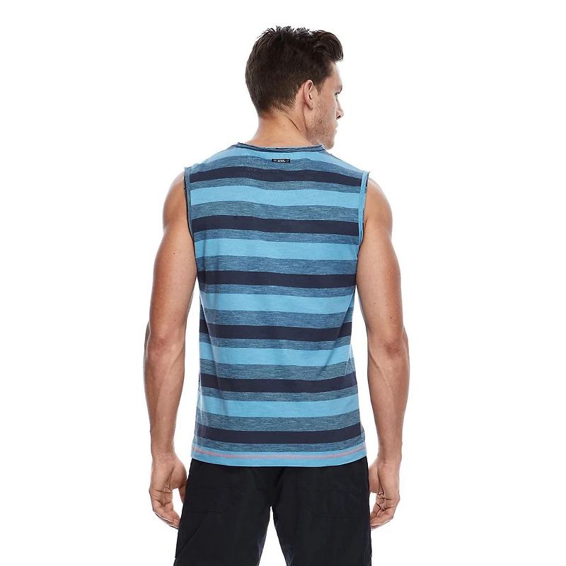 Dark Black Men's Multi Striped Muscle Tank Top