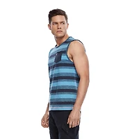 Dark Black Men's Multi Striped Muscle Tank Top