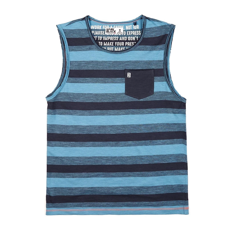 Dark Black Men's Multi Striped Muscle Tank Top