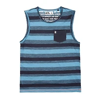 Dark Black Men's Multi Striped Muscle Tank Top