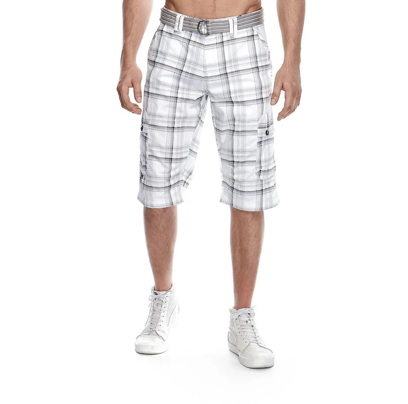 Dark Black Men's Belted Cargo Capri