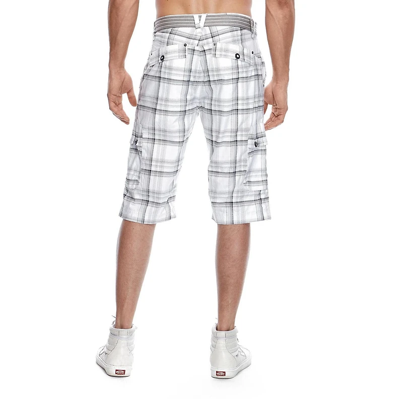 Dark Black Men's Belted Cargo Capri