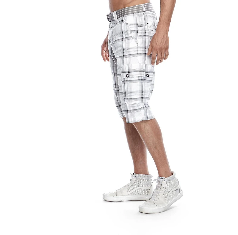 Dark Black Men's Belted Cargo Capri