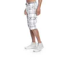 Dark Black Men's Belted Cargo Capri