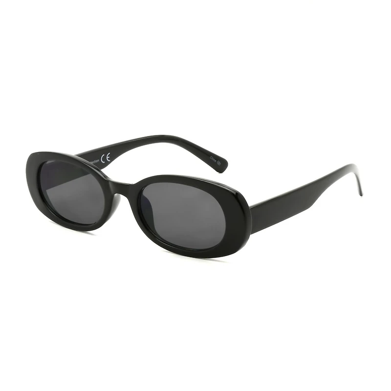 Lunettes de soleil ovales noires pour femmes Time & Tru