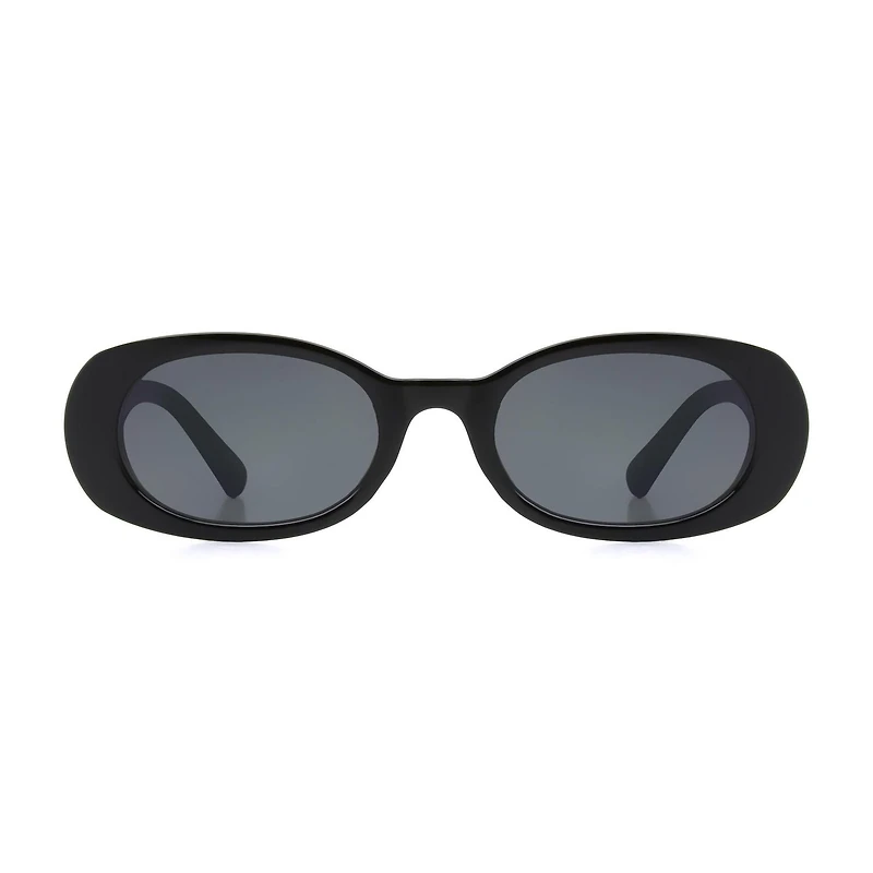 Lunettes de soleil ovales noires pour femmes Time & Tru