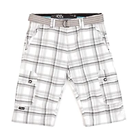 Dark Black Men's Belted Cargo Capri