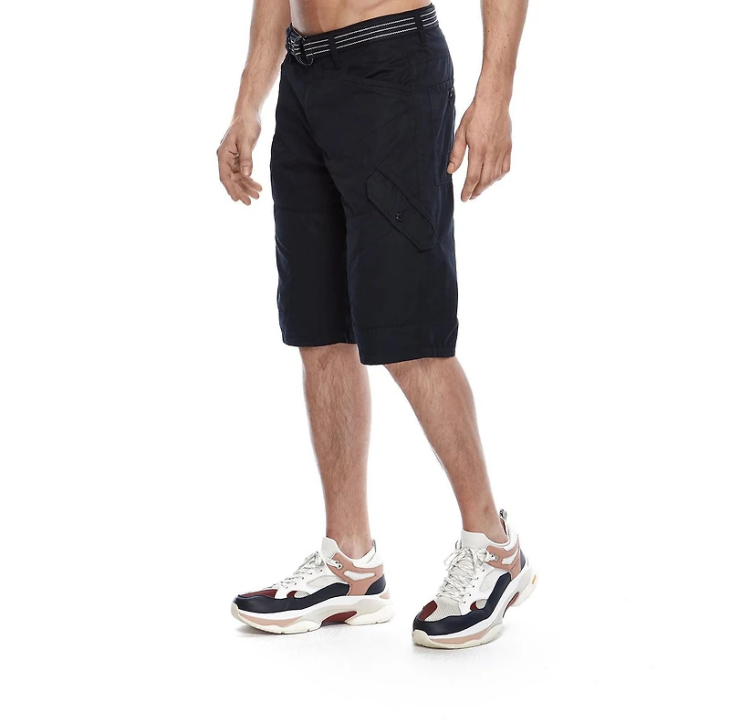 Short capri cargo fini suède uni Dark Black pour hommes