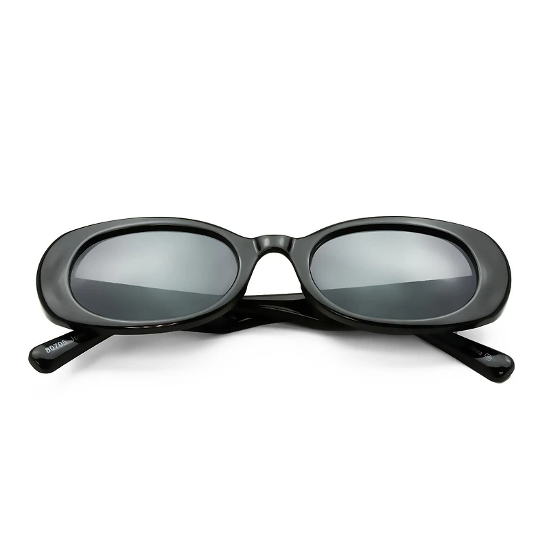 Lunettes de soleil ovales noires pour femmes Time & Tru