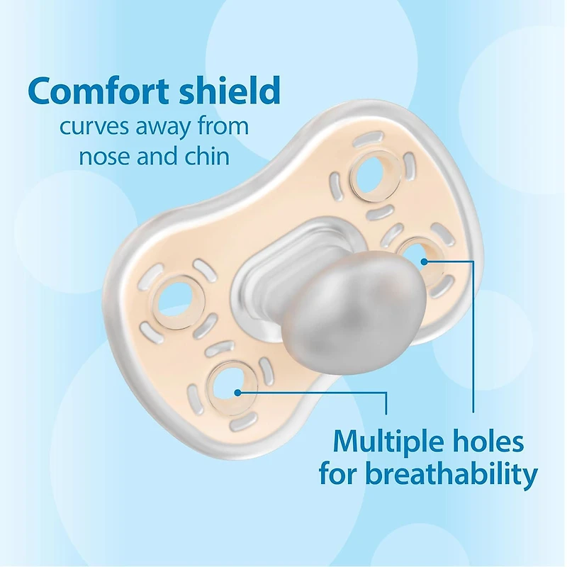 Dr. Brown's Advantage One-Piece Silicone Baby Pacifier, Fully Symmetrical Soother, Blue, 6-18m, BPA Free, 3 Pack, 3 pack