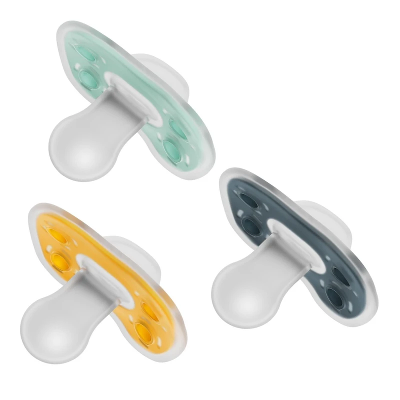Dr. Brown's Advantage One-Piece Silicone Baby Pacifier, Fully Symmetrical Soother, Blue, 6-18m, BPA Free, 3 Pack, 3 pack