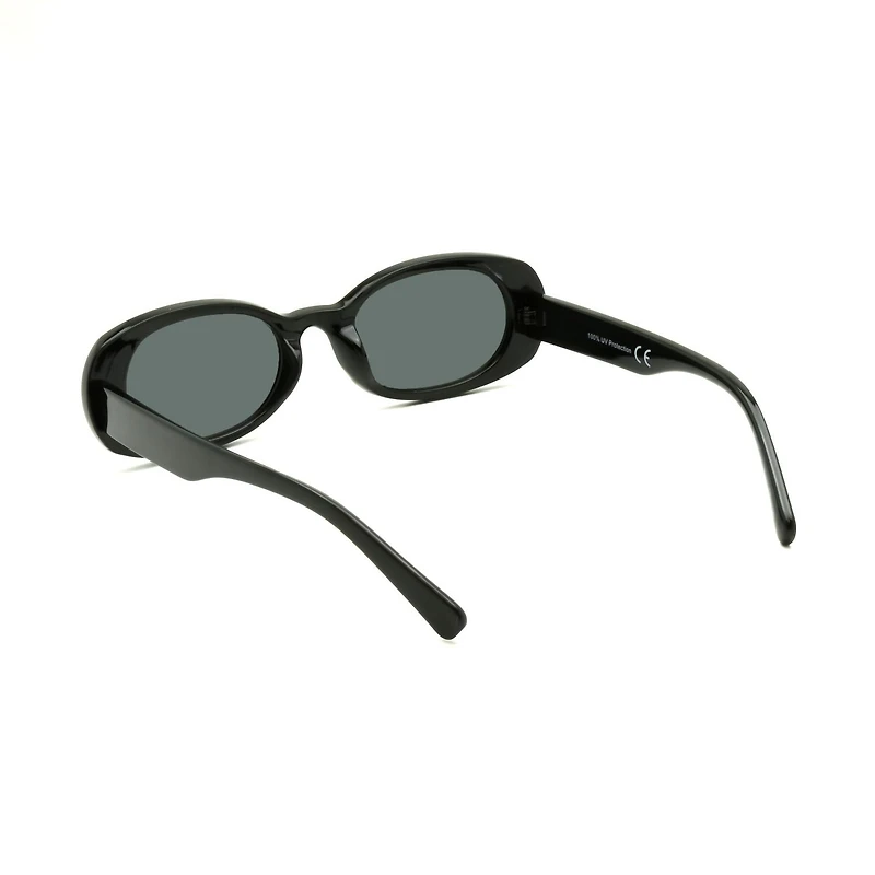 Lunettes de soleil ovales noires pour femmes Time & Tru
