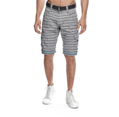 Dark Black Men's Belted Cargo Shorts