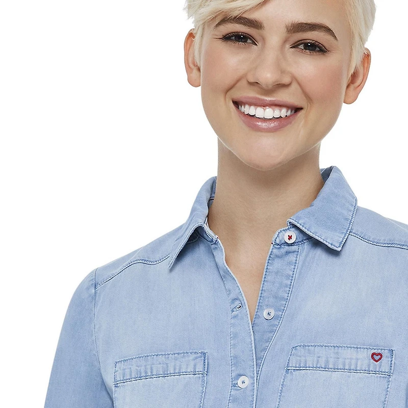 LOVE Ellen DeGeneres Button Down Denim Shirt