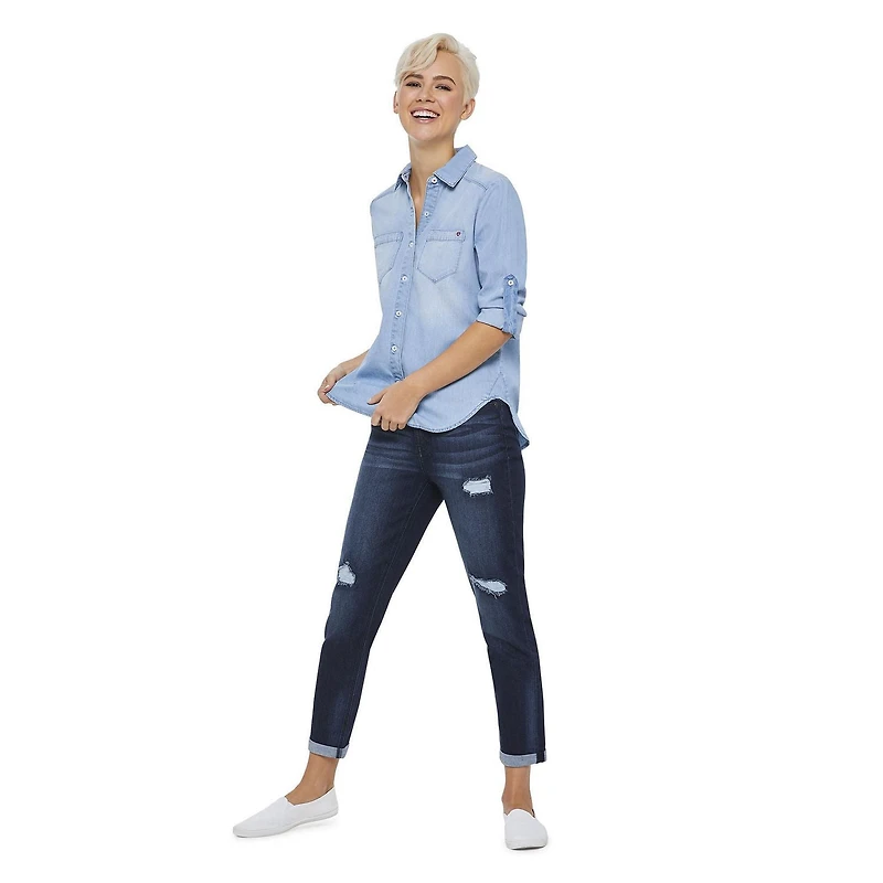 LOVE Ellen DeGeneres Button Down Denim Shirt