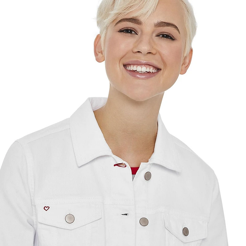 LOVE Ellen DeGeneres Veste en jean brodée blanche