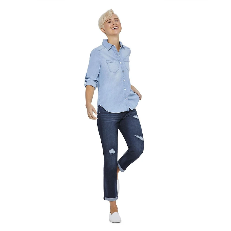 LOVE Ellen DeGeneres Stevie Relaxed Mid-Rise Script Pocket Jeans
