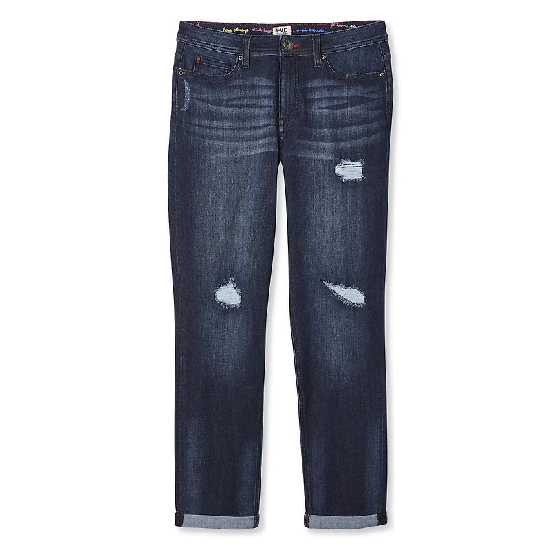 LOVE Ellen DeGeneres Stevie Relaxed Mid-Rise Script Pocket Jeans