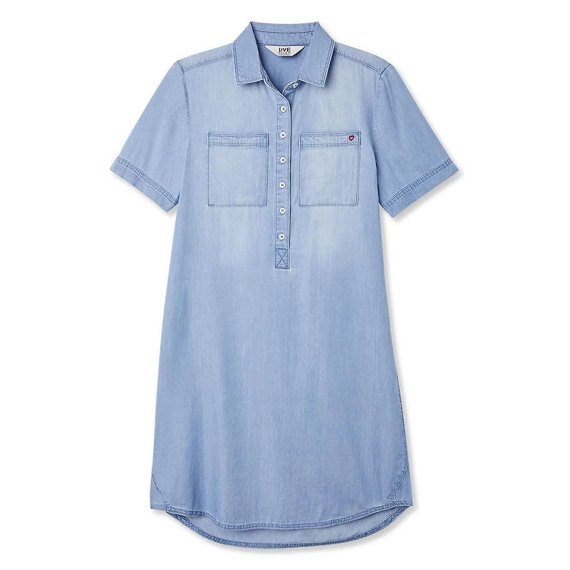 LOVE Ellen DeGeneres - Robe chemise à manches courtes en jean