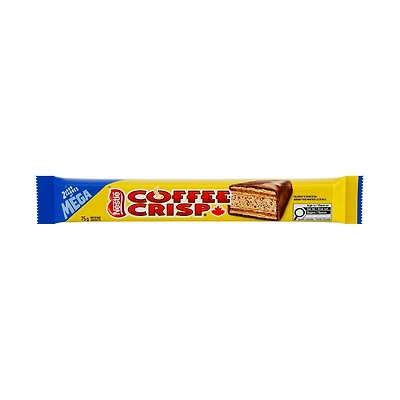 COFFEE CRISP Mega Wafer Bars, 2 bars in 1 pack, Layers of coffee crème and crispy wafers in a chocolatey coating, Prepared in Canada, Natural flavours, 75 g