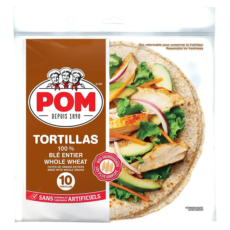 POM® 100% Whole Wheat Large Tortillas, 610 g