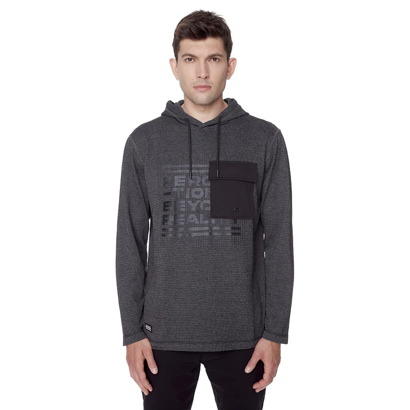 Tee-shirt Capuchon manches longues Dark Black pour hommes
