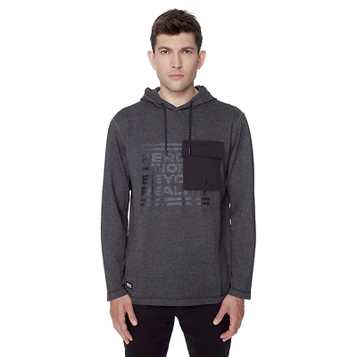 Tee-shirt Capuchon manches longues Dark Black pour hommes