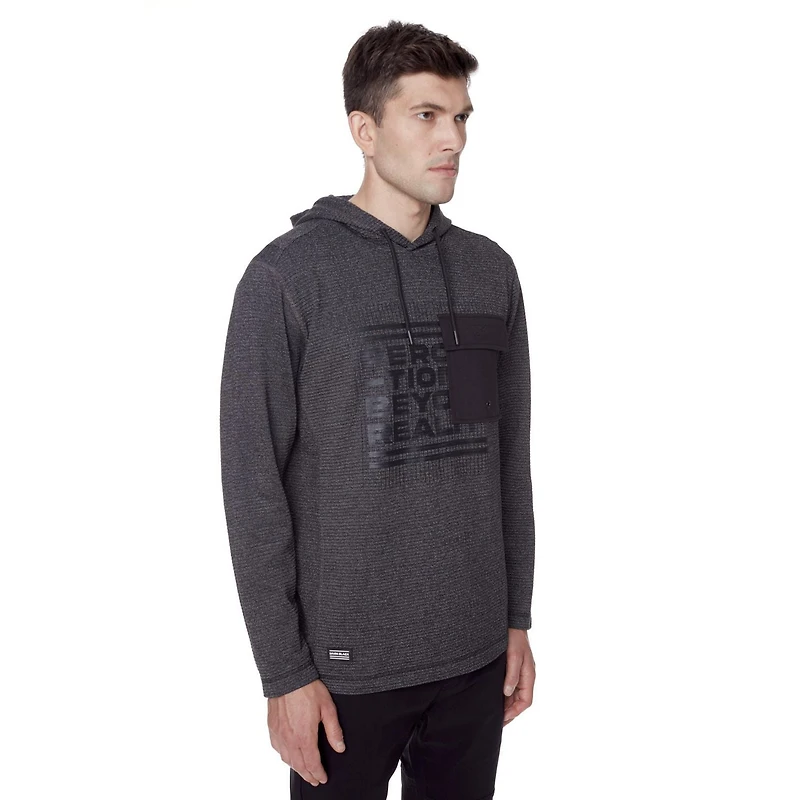 Tee-shirt Capuchon manches longues Dark Black pour hommes