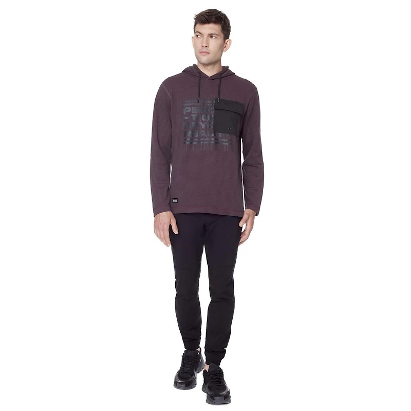 Tee-shirt Capuchon manches longues Dark Black pour hommes