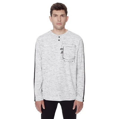 Dark Black Henley à manches longues pour hommes