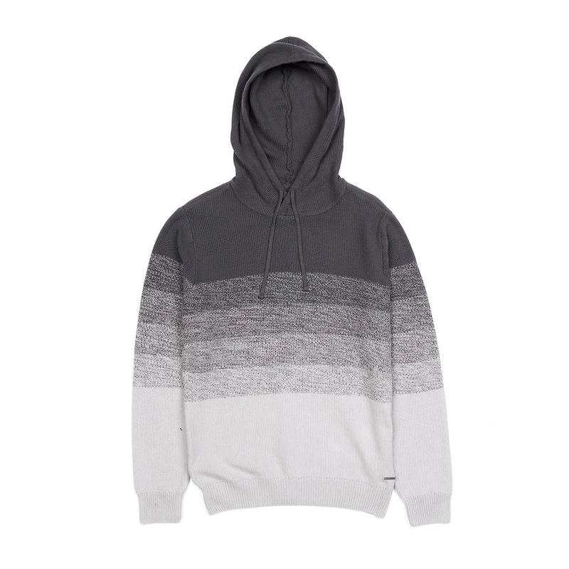 Dark Black Men's Long-Sleeve Hooded Pull-On Sweater