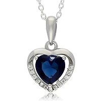 Quintessential Sterling Silver White Cz + Center Blue Pendant sur chaîne de 18"