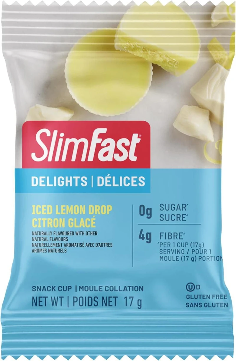 SlimFast Keto Bomb Snacks, 14x17g Iced Lemon Drop Cups Per Box, 239 Grams