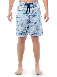 Short de nuit en coton imprimé pour hommes de IZOD, bleu