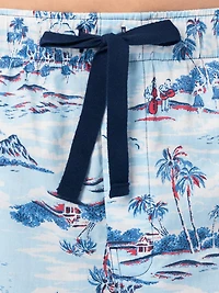 IZOD Men's Printed Cotton Sleep Shorts, Blue Seaside