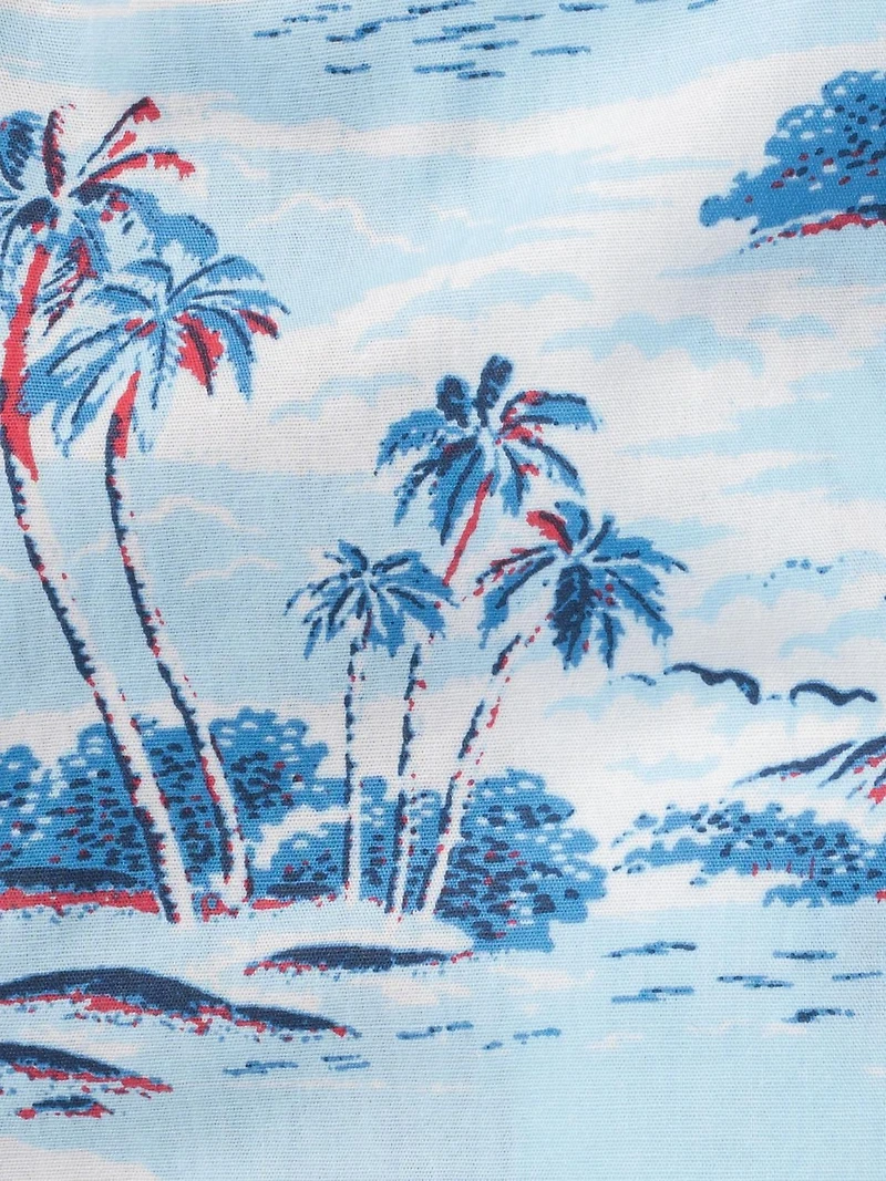 IZOD Men's Printed Cotton Sleep Shorts, Blue Seaside