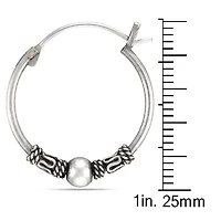 Quintessential Sterling  Silver Shortw/ Hematite Gem Ball  Right+ 4 Mm Cz + Bali Hoop