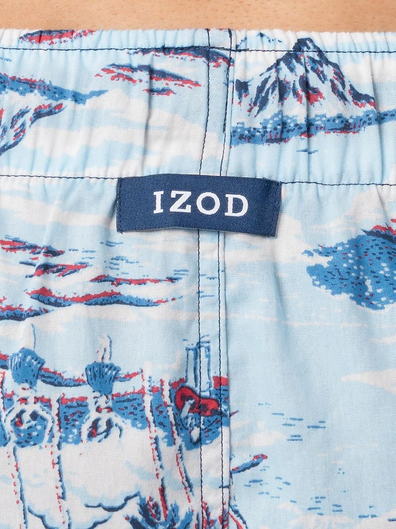 IZOD Men's Printed Cotton Sleep Shorts, Blue Seaside