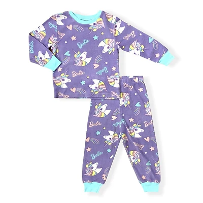 Barbie Ensemble pyjama 2 pièces pour filles. Inclus Haut à manche longue et pantalon
