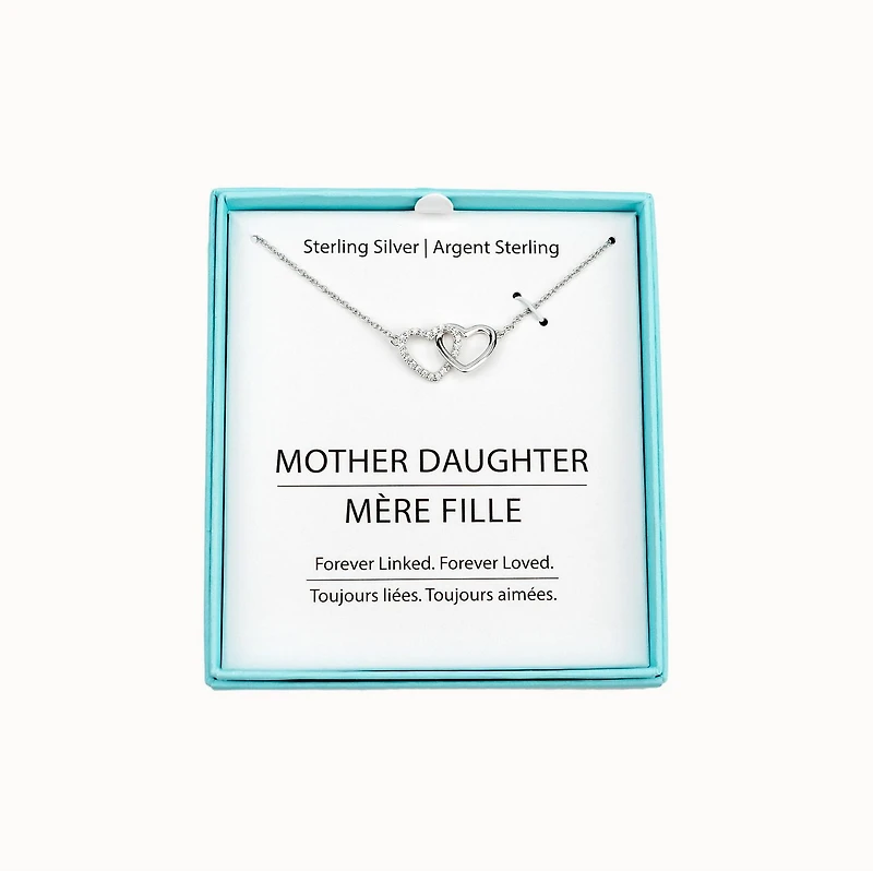 Luxury Designs Sterling Silver Mother Daughter Necklace