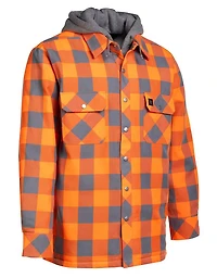Forcefield Hi Vis Hooded Buffalo Plaid Quilt-Lined Shirt Jacket